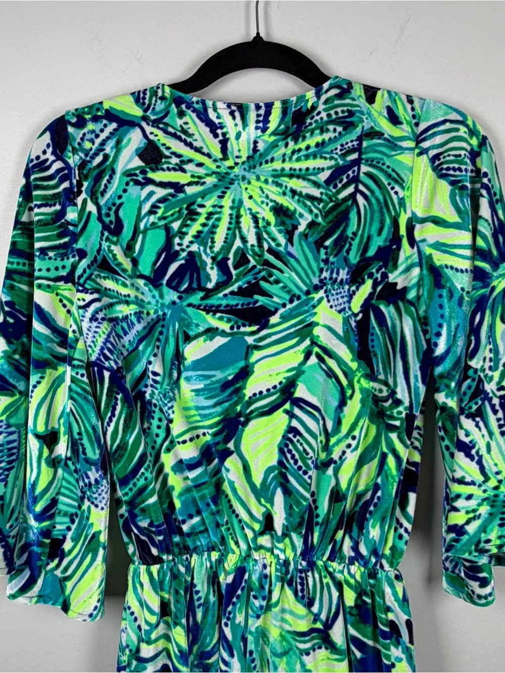 Lilly Pulitzer Viviana Romper Green Navy Blue Armadilly Tropical Velour XXS